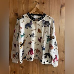 Vintage Dog with a bone Novelty Cotton Cardigan Sweater